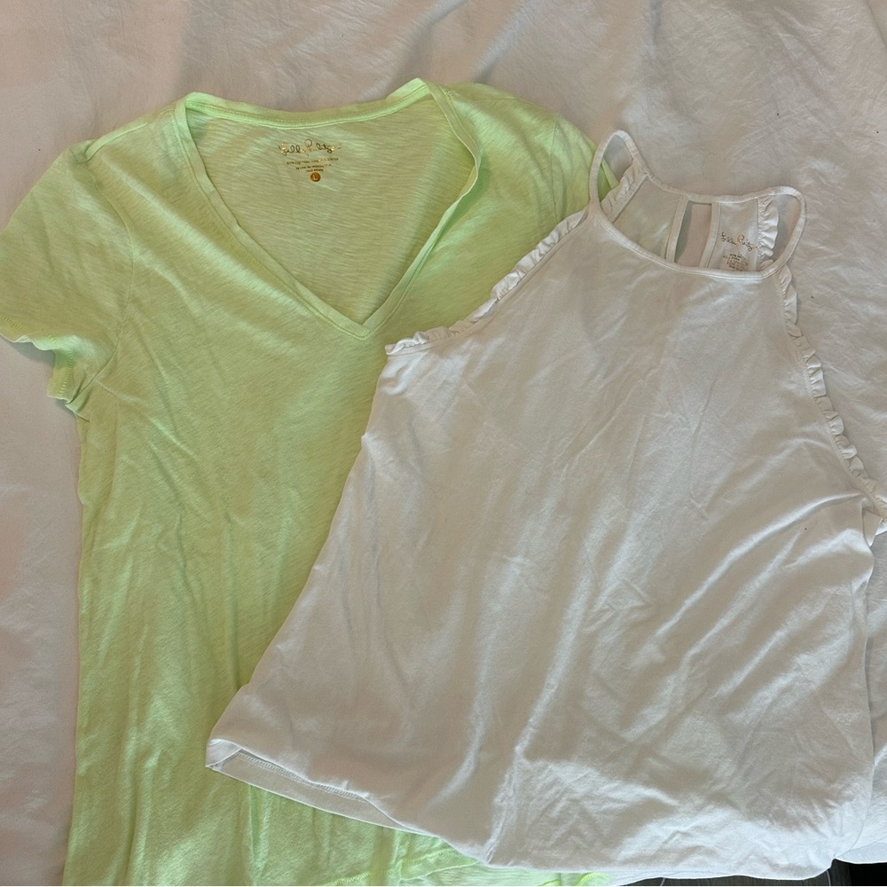 Lilly Pulitzer White and Neon Top sz L